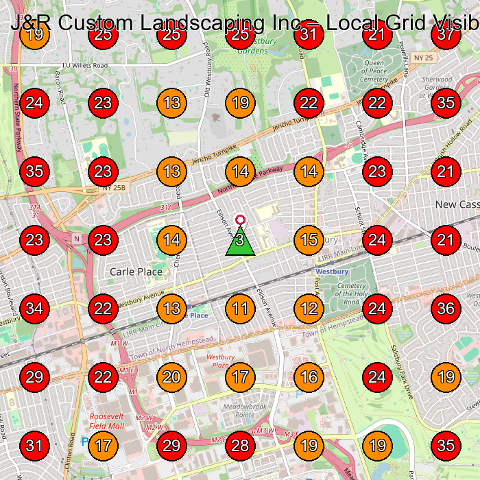 J&R Custom Landscaping Inc GeoGrid visibility map for Plant Nursery in Westbury